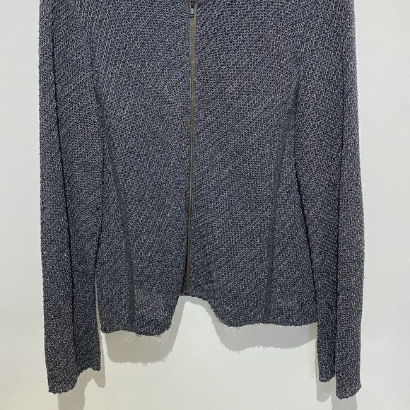Eileen Fisher Women's Gray Long Sleeve Zip Cardigan Sweatshirt Size Large - Picture 2 of 10